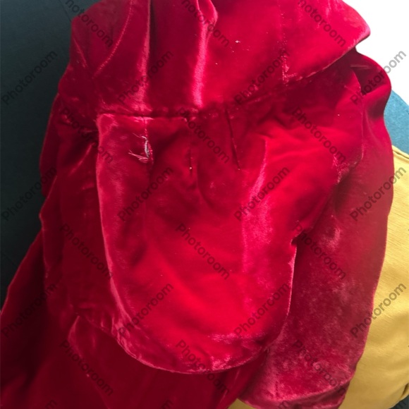 Vintage real velvet material women's dressy deep red coat - Picture 9 of 11